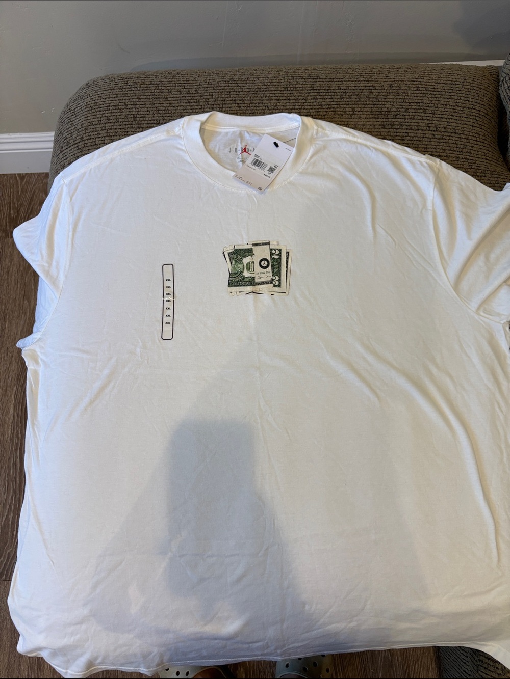 White Graphic Money Print Men's T-Shirt